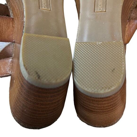 Crown Vintage Womens Stacked Wedge Strappy Sandals Brown Open Toe sz 9.5 - Picture 14 of 16